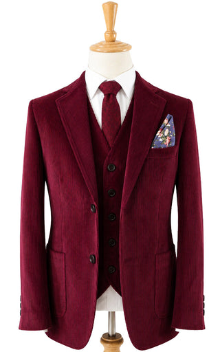 Wine Red Corduroy 3 Piece Suit