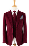Wine Red Corduroy 3 Piece Suit
