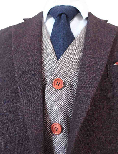 DONKERBRUINE GERSTMAÏS MIX &amp; MATCH TWEED 3-DELIG