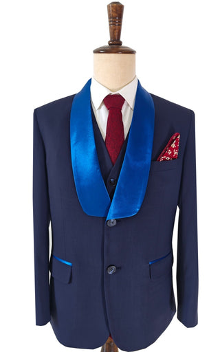 DONKERBLAUW TUXEDO TENCEL WOL 3-DELIG PAK