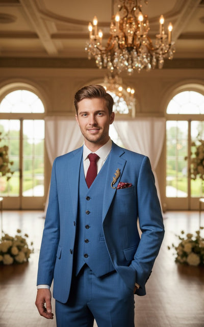 BLUE TENCEL LINEN 3 PIECE SUITS