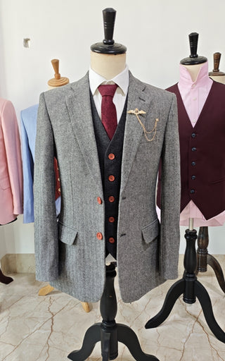 REGENBOOGRODE GEPLEISTERDE MIX &amp; MATCH TWEED 3-DELIG PAK