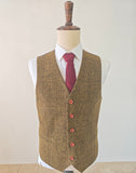 BROWN BLACK HERRINGBONE TWEED 3 PIECE SUIT - BDtailormade