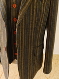 BROWN BLUE PINSTRIPE TWEED 3 PIECE SUIT - BDtailormade
