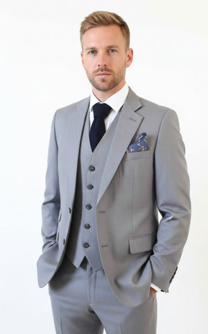 GRAY 3 PIECE LINEN SUIT