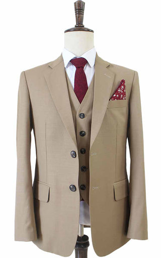 KHAKI WORSTED 3 PIECE SUIT - BDtailormade