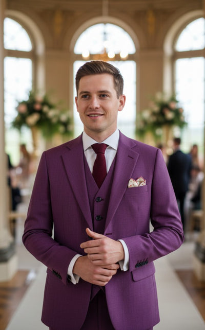 PURPLE TENCEL LINEN 3 PIECE SUITS