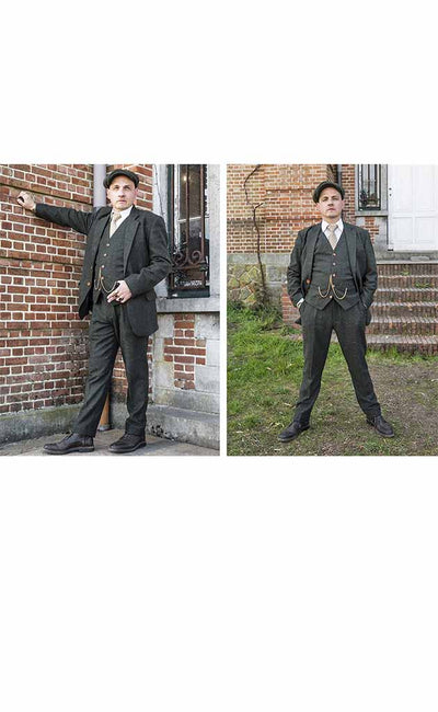 BDtailormade GREEN HERRINGBONE SPECKLE TWEED 3 PIECE SUIT - BDtailormade TWEED SUITStweedmaker hockerty menstweedsuit