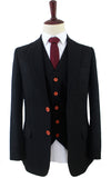 BDtailormade BLACK TWILL TWEED 3 PIECE SUIT - BDtailormade TWEED SUITStweedmaker hockerty menstweedsuit