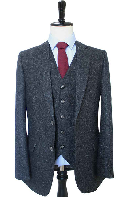 BDtailormade CLASSIC BLACK SPECKLE TWEED 3 PIECE SUIT - BDtailormade TWEED SUITStweedmaker hockerty menstweedsuit