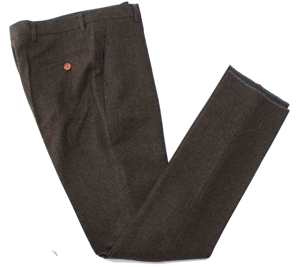 BDtailormade DARK BROWN HERRINGBONE TWEED 3 PIECE SUIT - BDtailormade TWEED SUITStweedmaker hockerty menstweedsuit