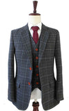 Grijs geruit tweed pak met 2 stukken