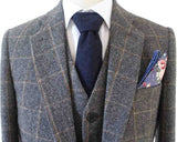 Grijs ruiten tweed driedelig pak