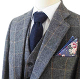 Grijs ruiten tweed driedelig pak