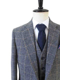 Grijs ruiten tweed driedelig pak