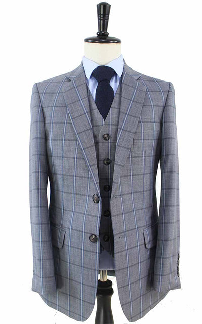 BDtailormade GREY WINDOWPANE WORSTED 3 PIECE SUIT - BDtailormade Worsted Suittweedmaker hockerty menstweedsuit