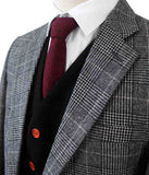 BDtailormade LIGHT GREY HOUNDSTOOTH PLAID TWEED 3 PIECE SUIT - BDtailormade TWEED SUITStweedmaker hockerty menstweedsuit