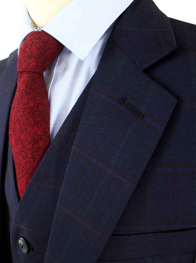 BDtailormade NAVY WINDOWPANE WORSTED 3 PIECE SUIT - BDtailormade Worsted Suittweedmaker hockerty menstweedsuit