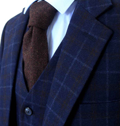 BDtailormade NAVY OVERCHECK TWILL TWEED 3 PIECE SUIT - BDtailormade TWEED SUITStweedmaker hockerty menstweedsuit