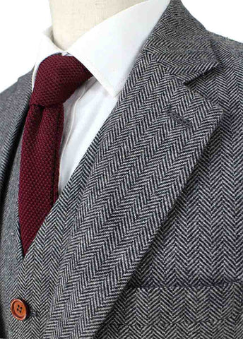 BDtailormade CLASSIC GREY HERRINGBONE TWEED 3 PIECE SUIT - BDtailormade TWEED SUITStweedmaker hockerty menstweedsuit