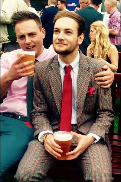 BROWN PINK HOUNDSTOOTH PLAID TWEED 3 PIECE SUIT - BDtailormade