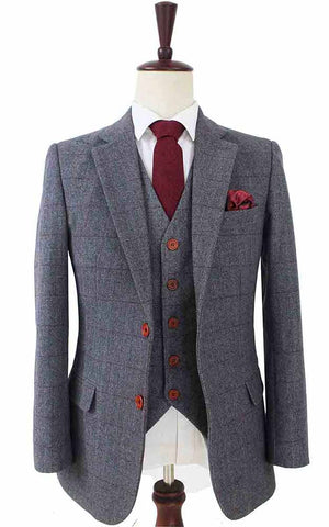 BDtailormade GREY HERRINGBONE TWEED 3 PIECE SUIT - BDtailormade TWEED SUITStweedmaker hockerty menstweedsuit