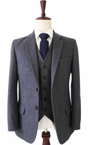 BDtailormade GREY TWILL TWEED 3 PIECE SUIT - BDtailormade TWEED SUITStweedmaker hockerty menstweedsuit