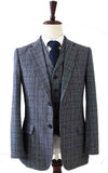 BDtailormade RETRO GREY BLUE PLAID TWEED 3 PIECE SUIT - BDtailormade TWEED SUITStweedmaker hockerty menstweedsuit