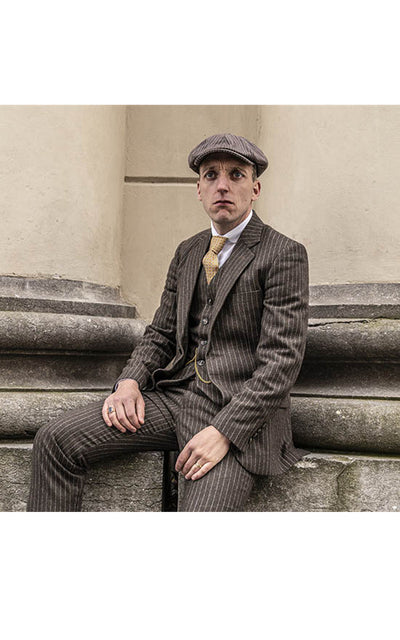 BROWN PINSTRIPE TWEED 3 PIECE SUIT - BDtailormade